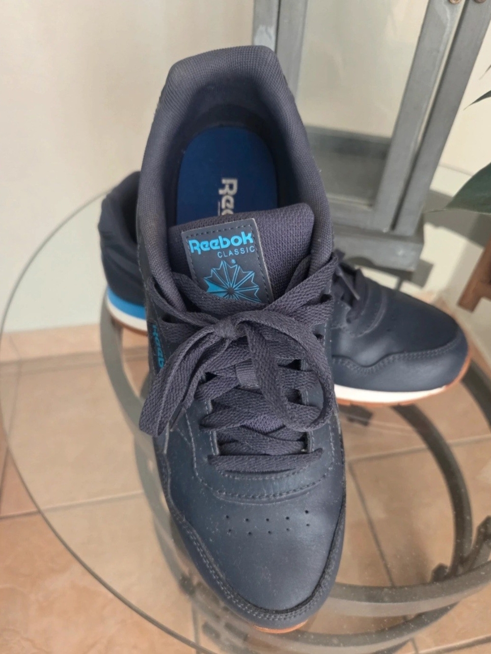 Reebok Classic Men's Navy Athletic Sneakers with Light Blue Accent